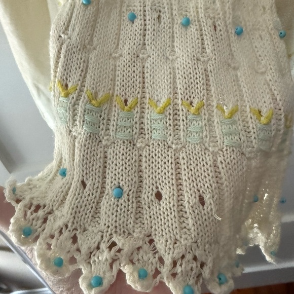 Moth by Anthropologie Lazuli Linen blended Crochet Embroidered Tie Front Cardi - Picture 10 of 15